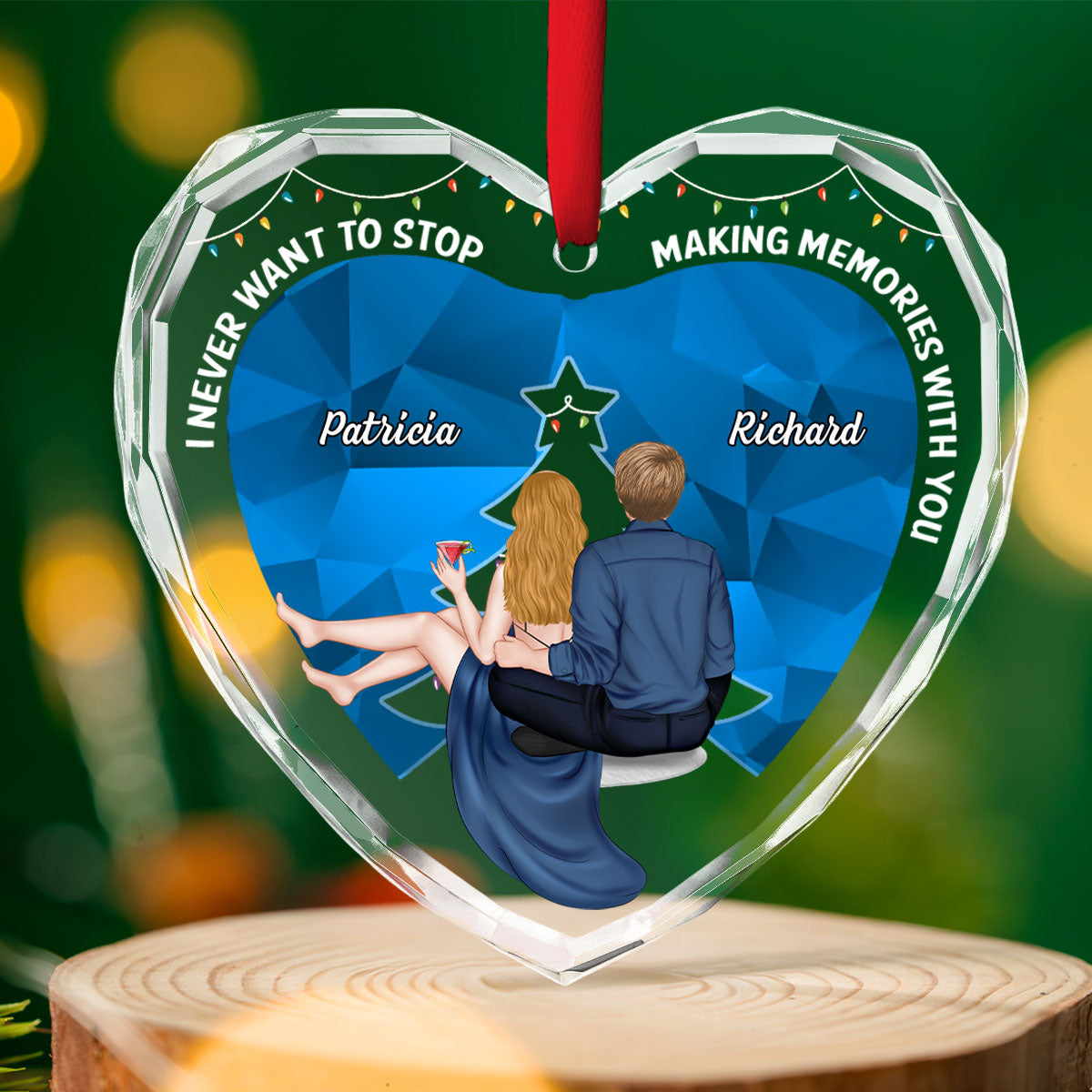 Custom Couple Christmas Ornament, Anniversary Gift •  All I Want - Personalized Glass Ornament