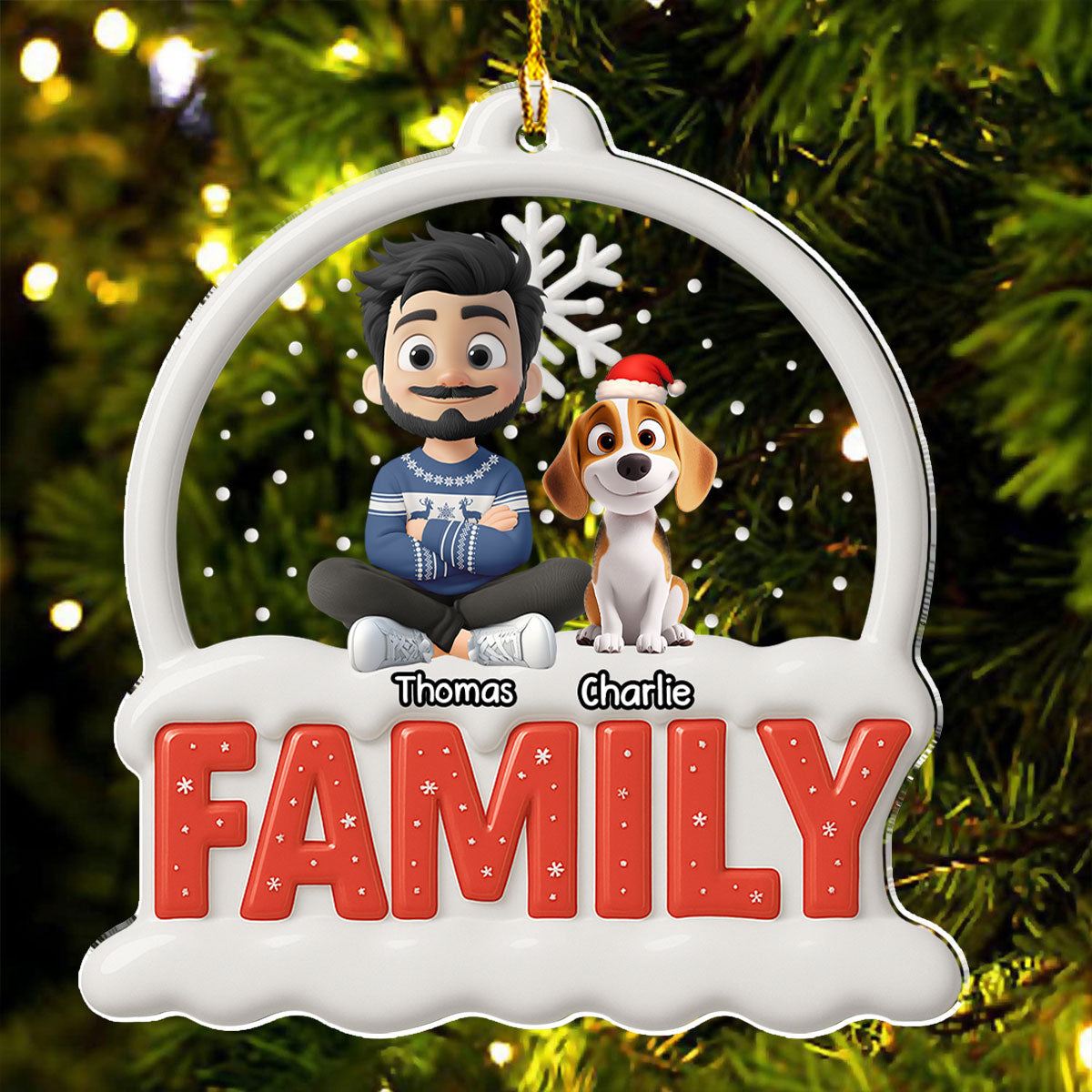 Custom Family Ornament, Christmas Gift for Family Members •  Together Forever Round Version - Personalized 3D Effect Acrylic Ornament
