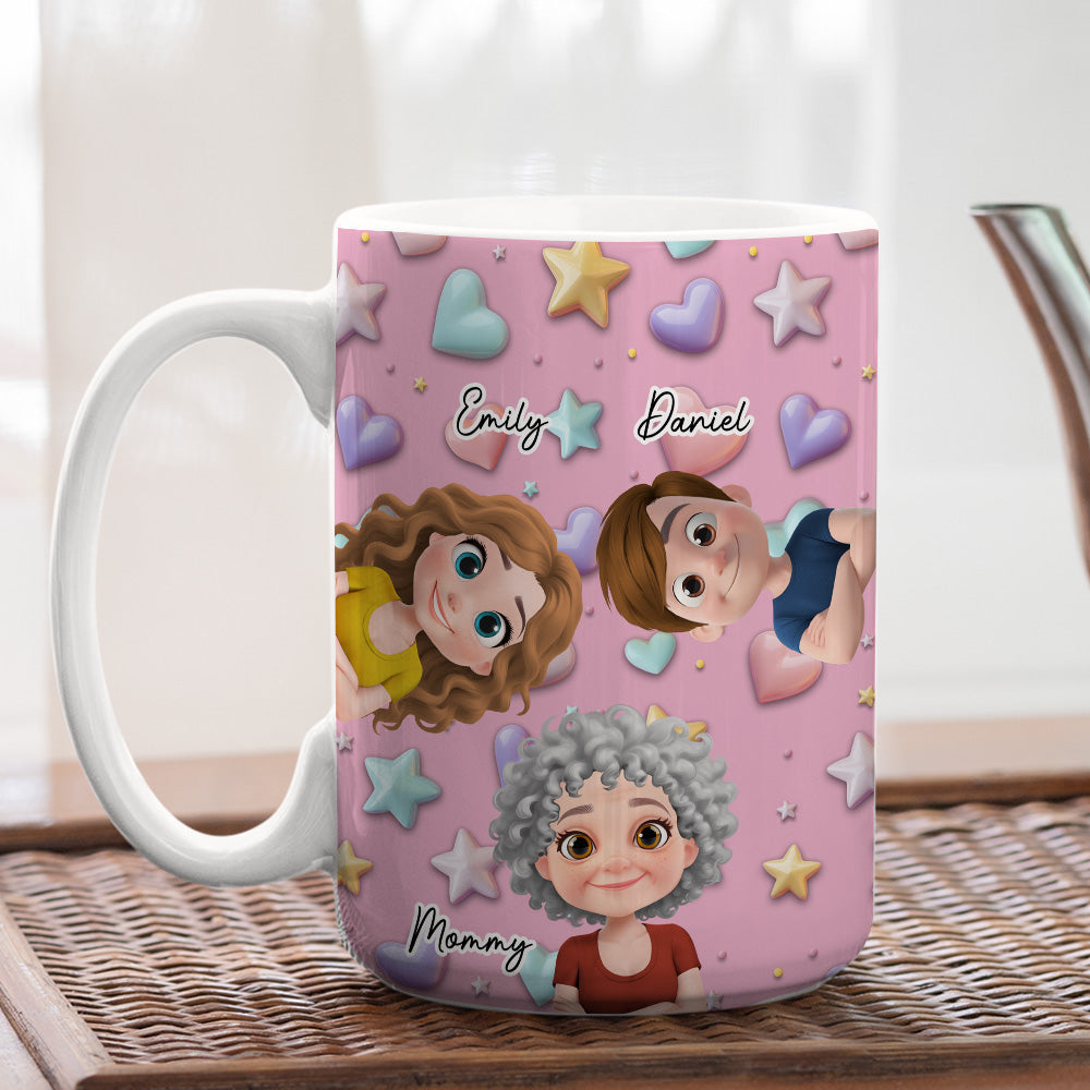 Custom Christmas & Birthday Gift for Mom • Cute Mommy And Children - Personalized 3D Effect Mug