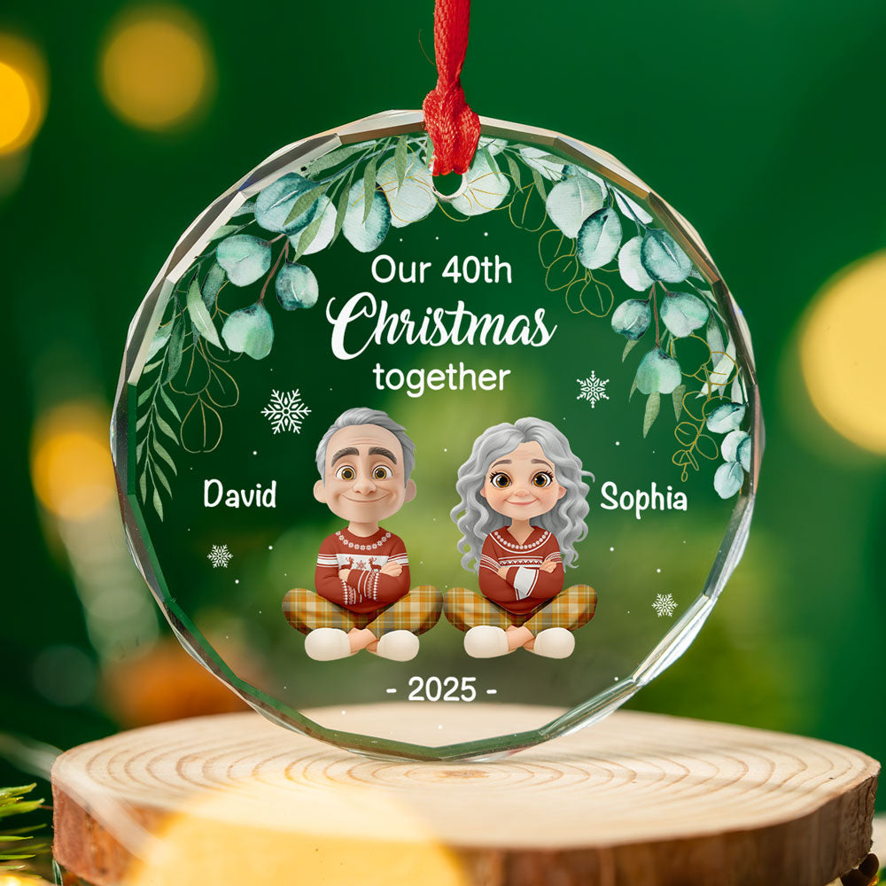 Custom Keepsake Christmas Ornament •  Another Christmas Together - Personalized Glass Ornament