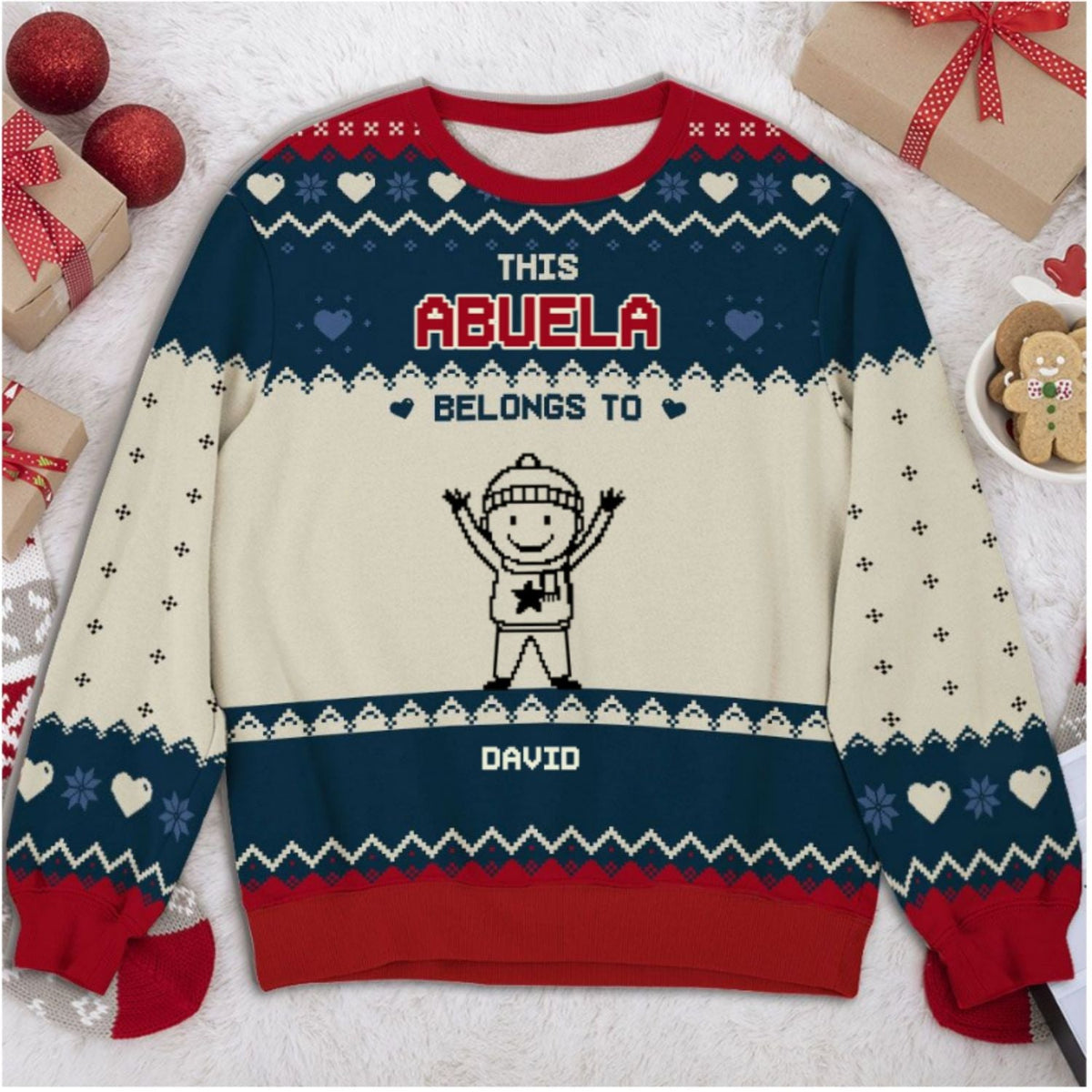 Custom Grandma Christmas Sweatshirt, Gift for Mothers • This Grandma Mom Belongs To - Personalized All-Over-Print Sweatshirt