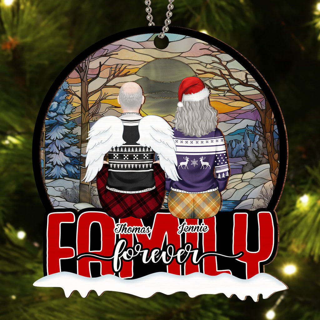 Custom Family Ornament, Christmas Gift for Family Members •  Family Last Forever - Personalized Suncatcher Ornament