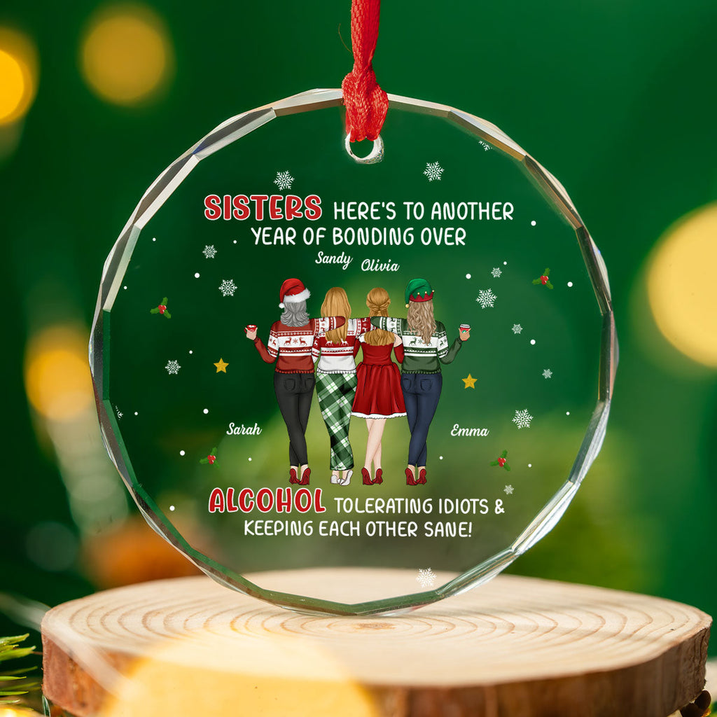 Custom Friendship Christmas Ornament, Best Friend Gift •  Alcohol Tolerating - Personalized Glass Ornament