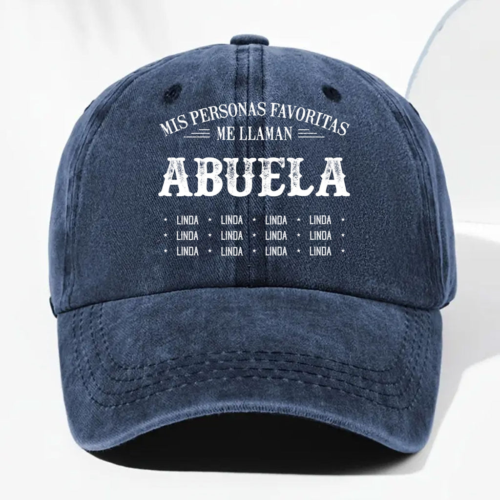 Custom Christmas Headwear Birthday Gifts for Grandma • Mis Personas Favoritas Me Llaman Nana - Gorra de Mezclilla Vintage Lavada Personalizada