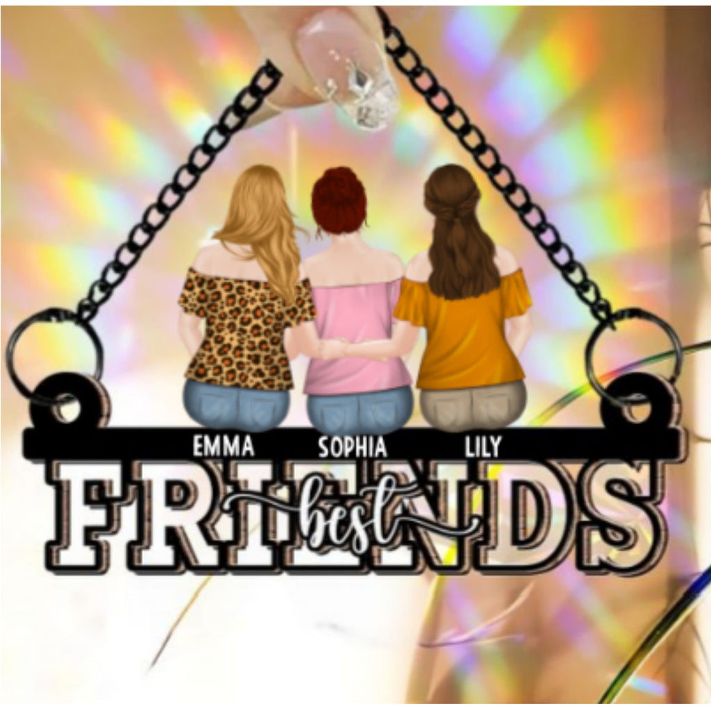 Custom Best Friend Hanging Decor, Friendship Birthday Gifts • You Are My Bestie - Personalized Rainbow Suncatcher
