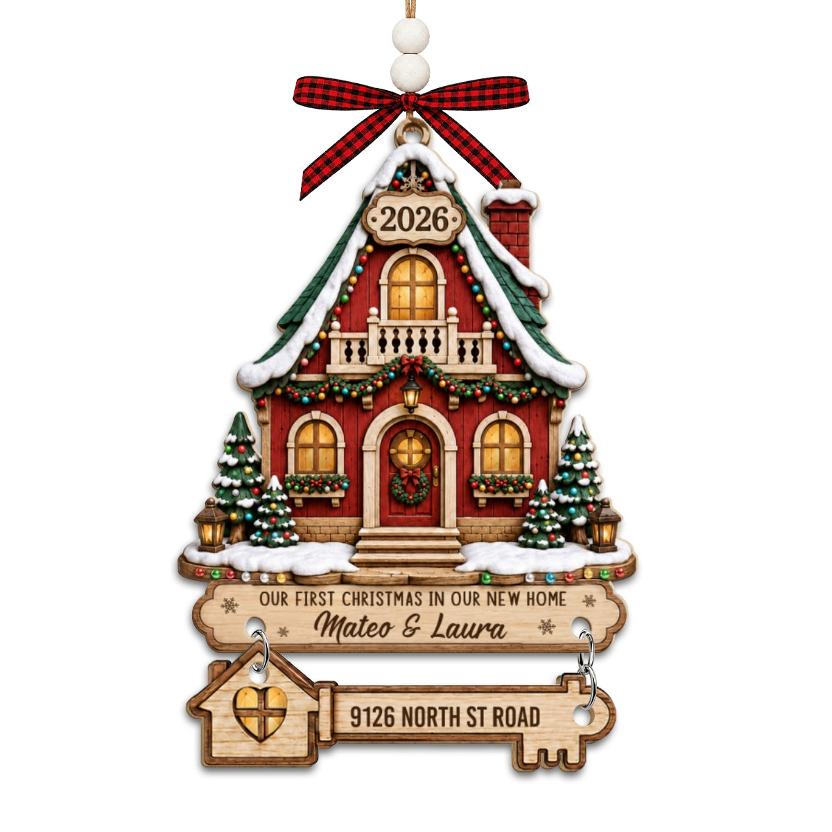 Custom Couple Christmas Ornament, Anniversary Gift •  Making Memories In Our New Home - Personalized Wooden Ornament With Tag