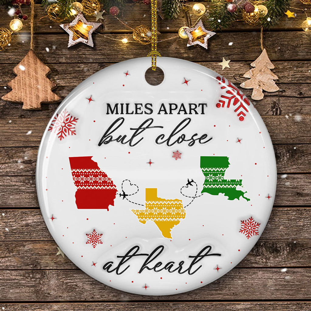 Custom Family Ornament, Christmas Gift for Family Members •  Home Is Where - Personalized 3D Inflated Effect Ceramic Ornament