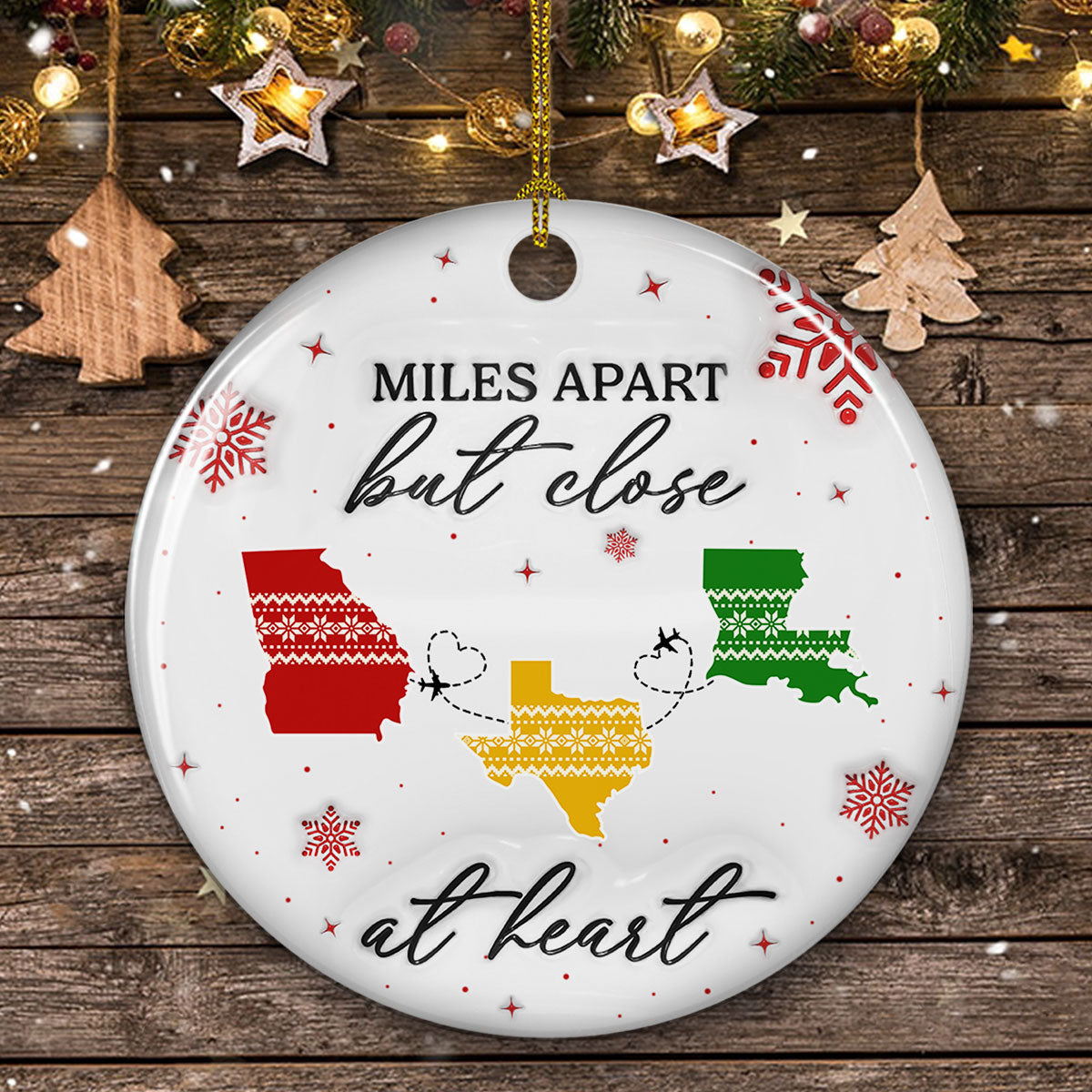 Custom Family Ornament, Christmas Gift for Family Members •  Home Is Where - Personalized 3D Inflated Effect Ceramic Ornament