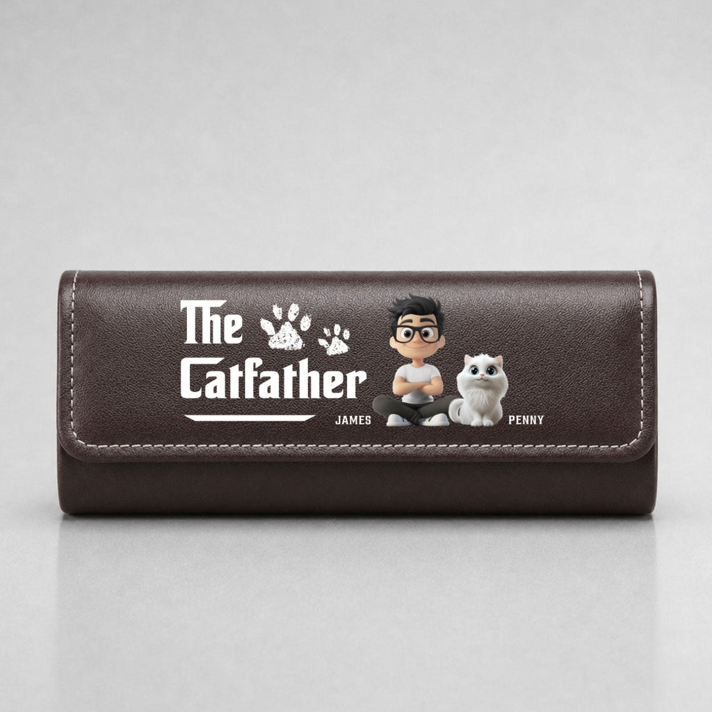 Cool Cat Father - Personalized Leather Eyeglass Case