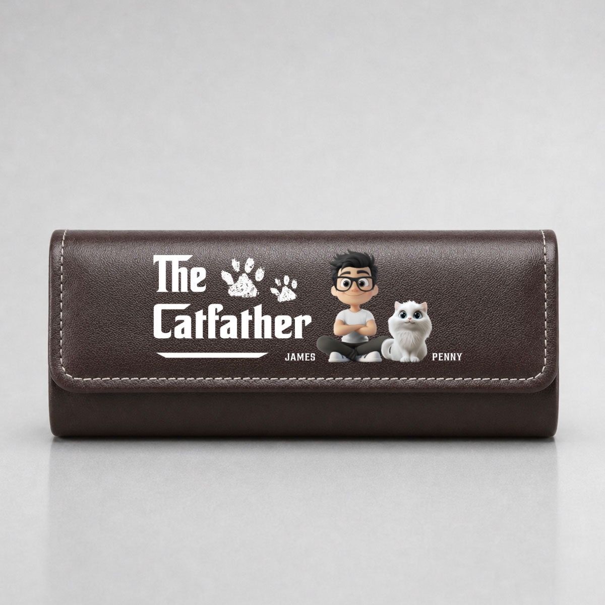 Cool Cat Father - Personalized Leather Eyeglass Case