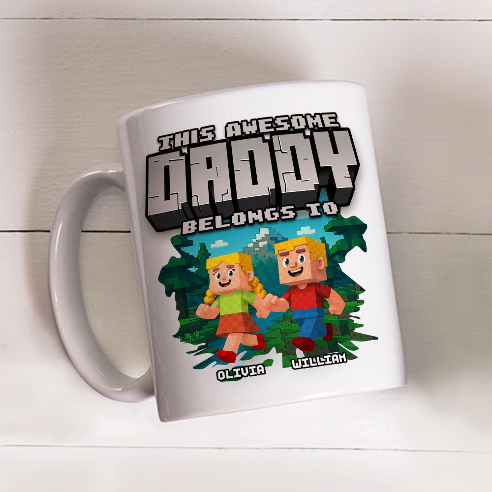 Custom Father's Day, Special Gift for Dad & Grandpa • This Awesome Dad Belongs To Me - Personalized Coffee Mug