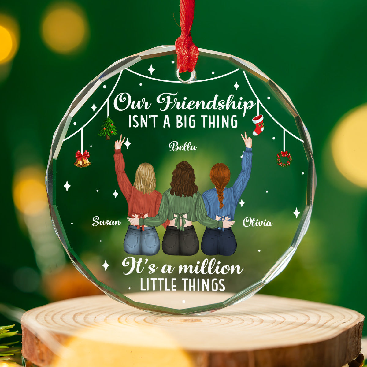 Custom Friendship Christmas Ornament, Best Friend Gift •  Small Things Make Big Memories - Personalized Glass Ornament