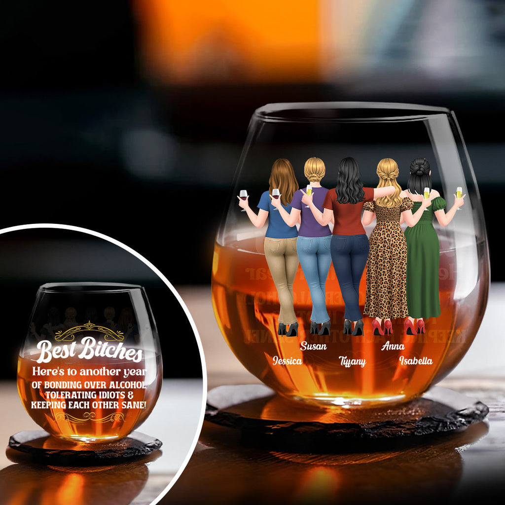Bonding Over Alcohol - Personalized Wine Glass