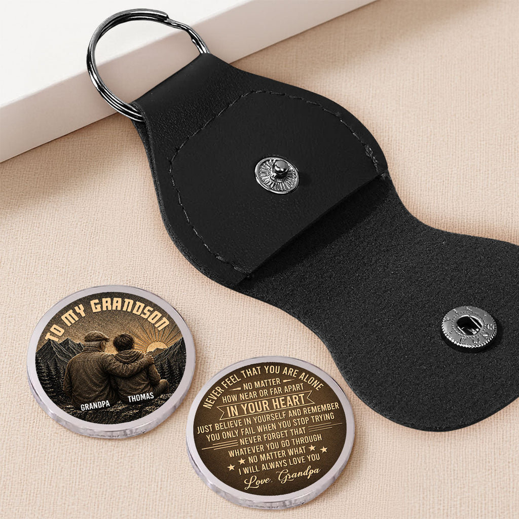 Custom Coin Keychain For Grandson Nephew, Family Keepsake • Nothing Will Ever Change That - Personalized Pocket Hug