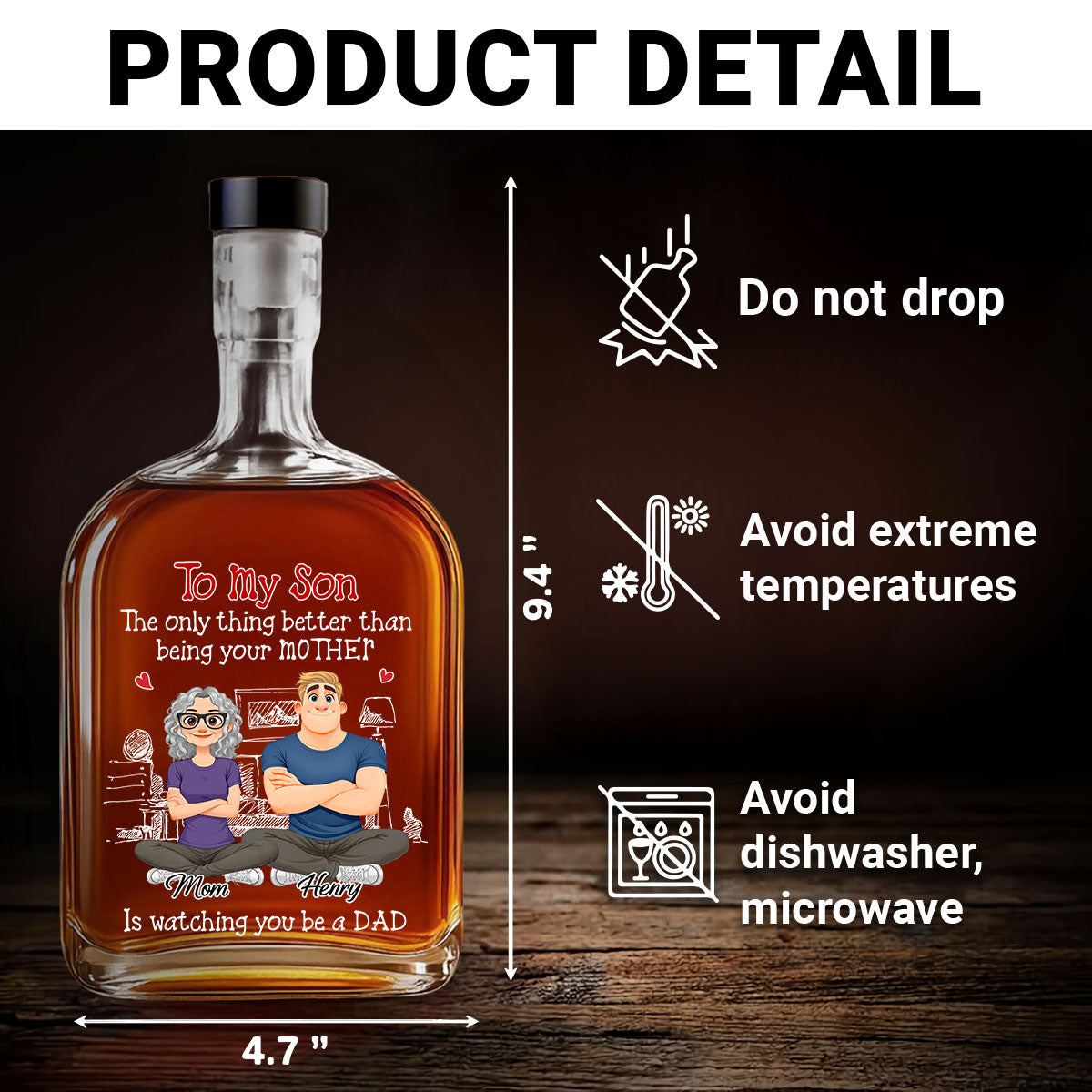 Being A Dad - Personalized Spirits Decanter