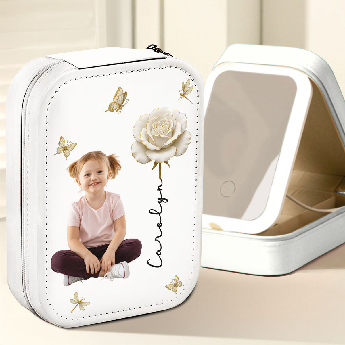 Blooming Soul With Photo - Personalized Jewelry Box With LED Mirror