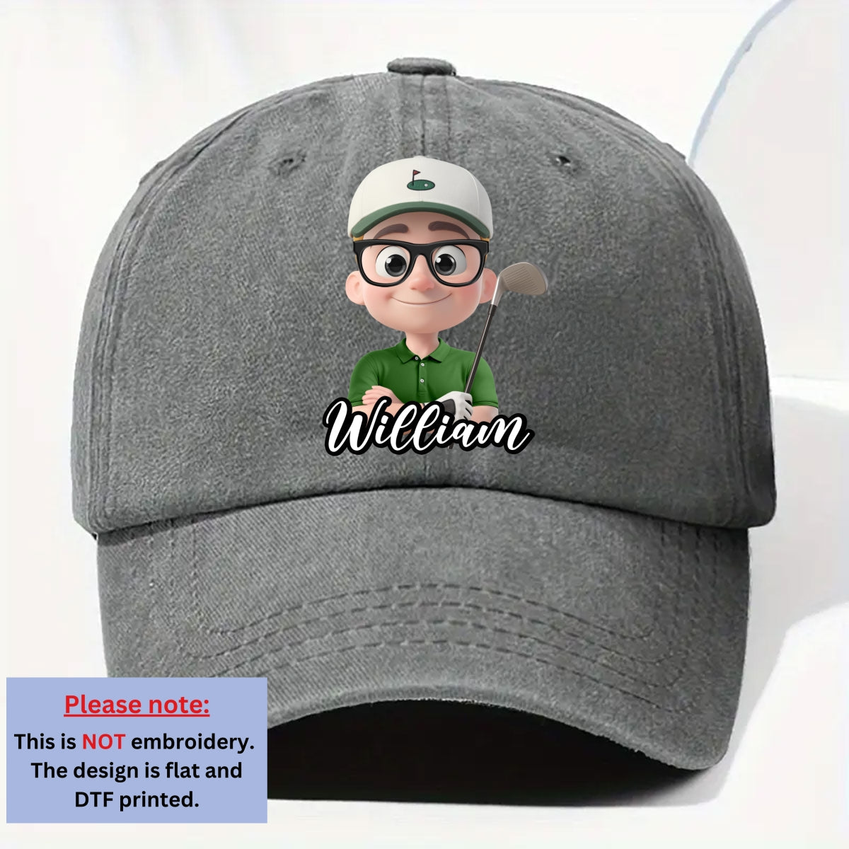 Custom Christmas Headwear Birthday Gifts for Dad • Born To Golf - Personalized Vintage Washed Denim Cap
