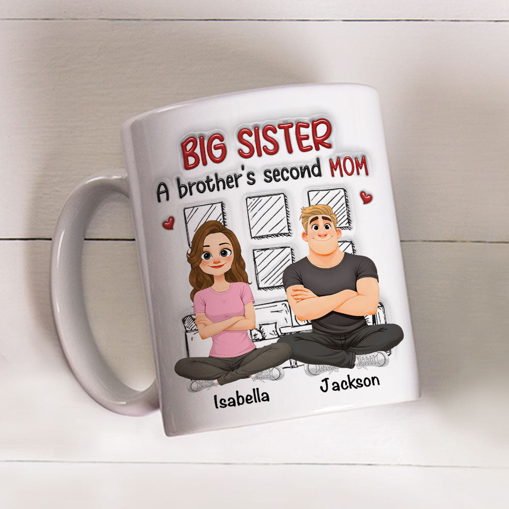 Custom Christmas & Birthday Gift For Sister • Big Sister - Personalized 3D Inflated Effect Coffee Mug