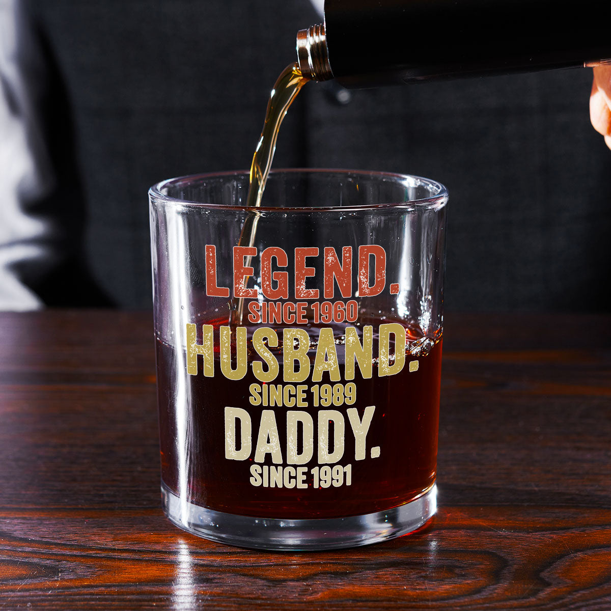 Custom Father's Day Birthday Gifts for Dad • Legend Husband Dad Papa - Personalized Whiskey Glass