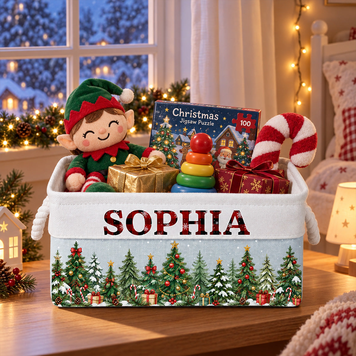 Santa Gift Basket - Personalized Storage Basket