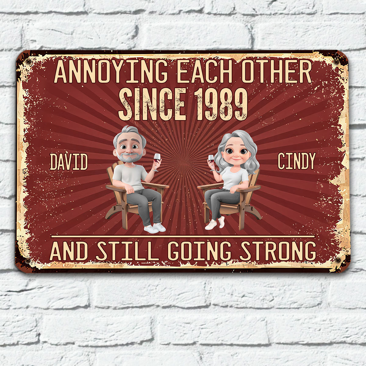 Custom Couple Campground Sign, Campsite Outdoor Wall Decor • Our Everlasting Love - Personalized Metal Sign