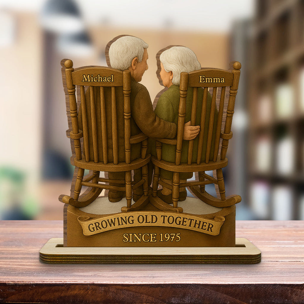 Custom Decor for Wife, Gift for Her • Love That Grows With Time - Personalized 2-Layer Wood Plaque With Flat Base