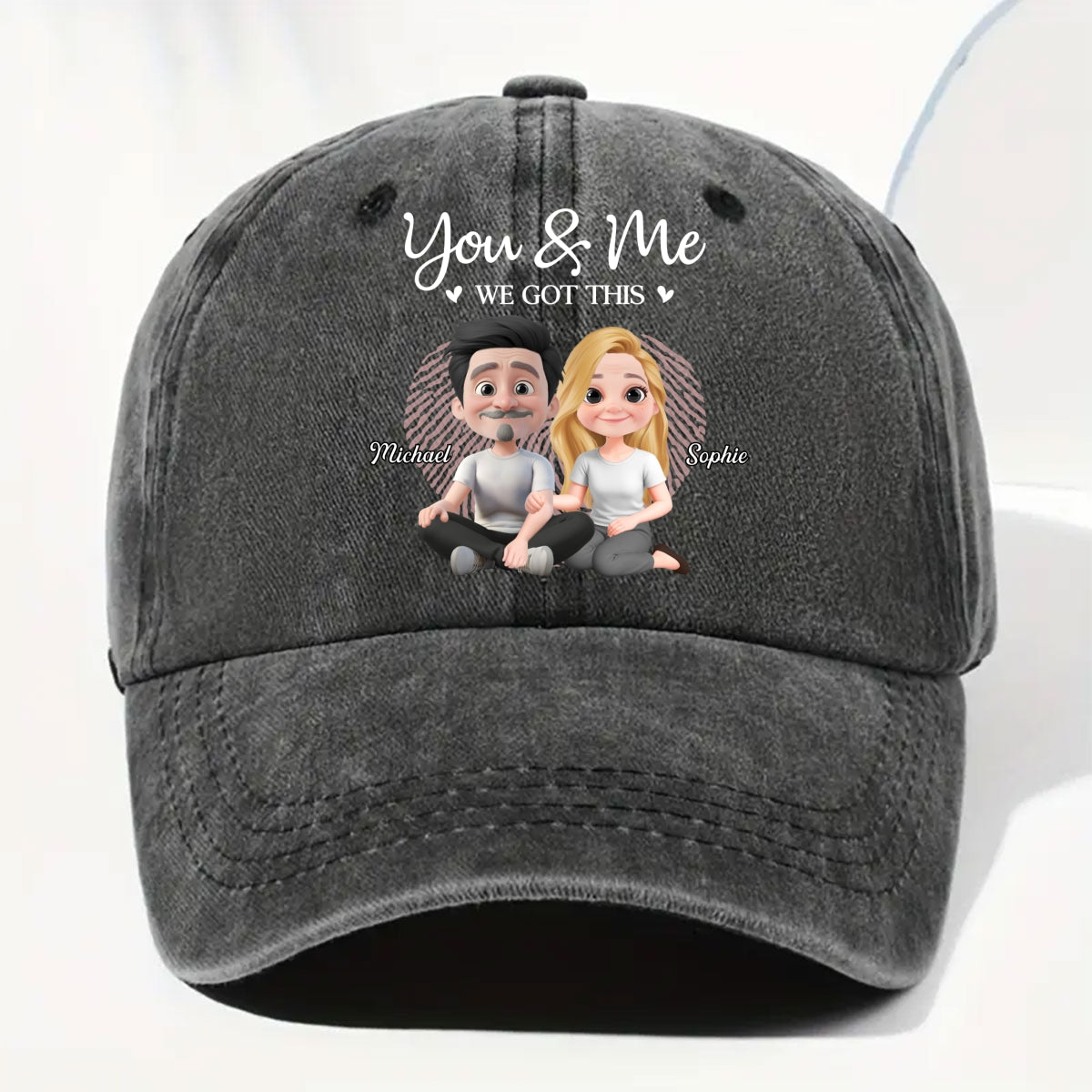 You And Me We Are Together - Personalized Vintage Washed Denim Cap