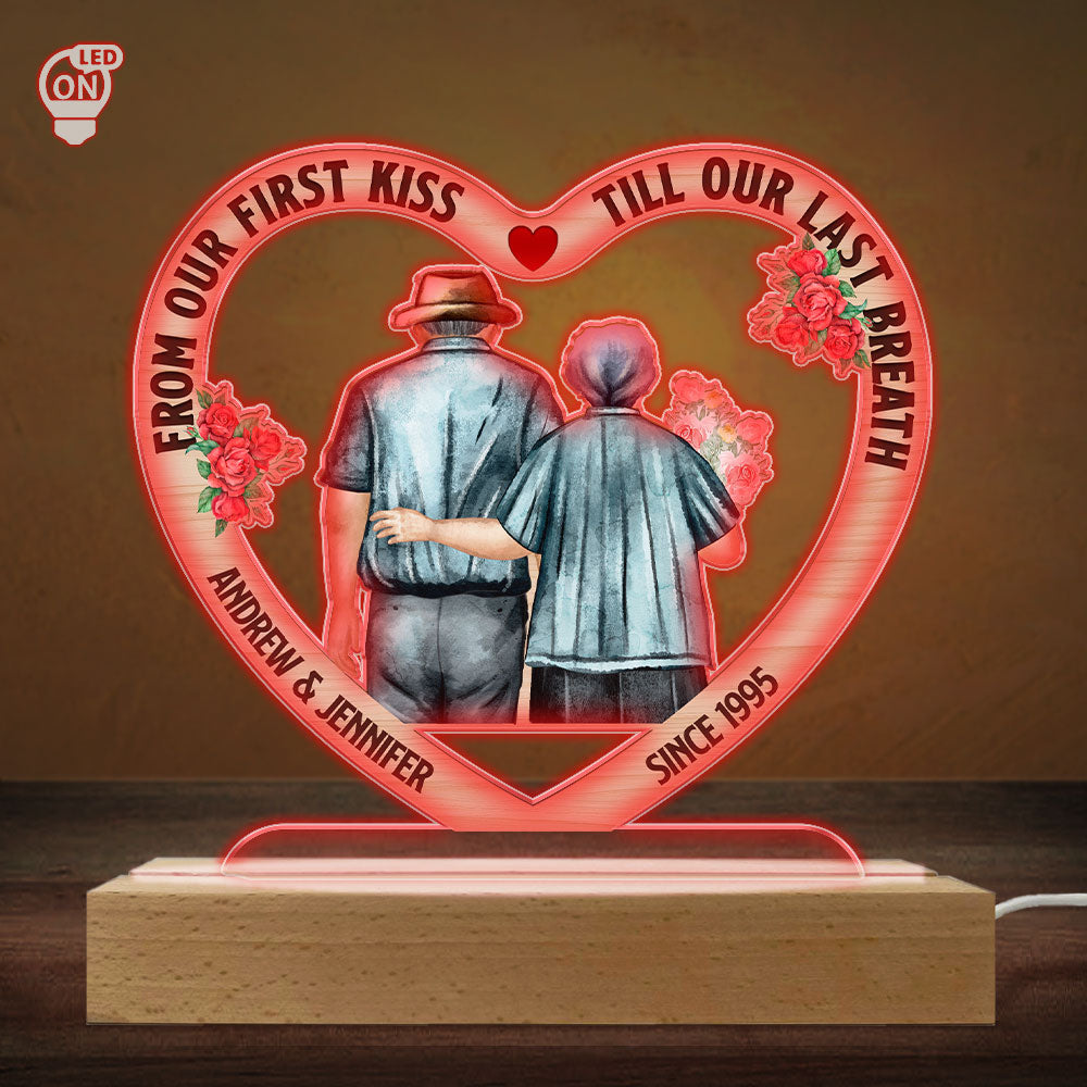 Custom Couple Gift for Anniversary, Valentine's Day, Christmas • First Kiss - Personalized LED Light
