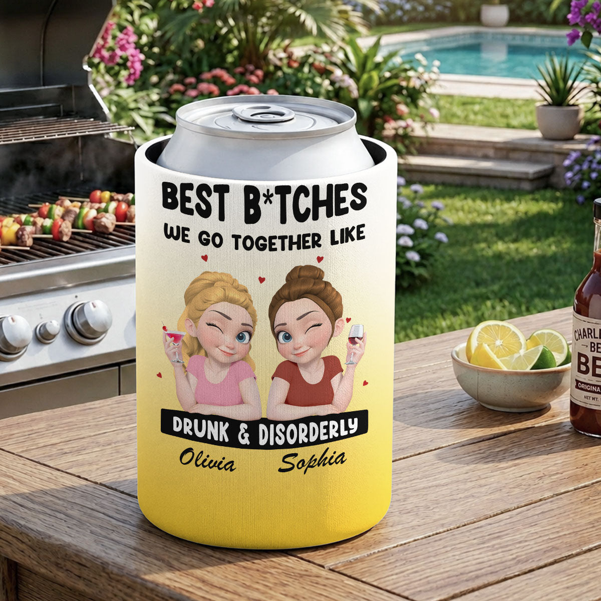 Summer Besties - Personalized Skinny Can Cooler