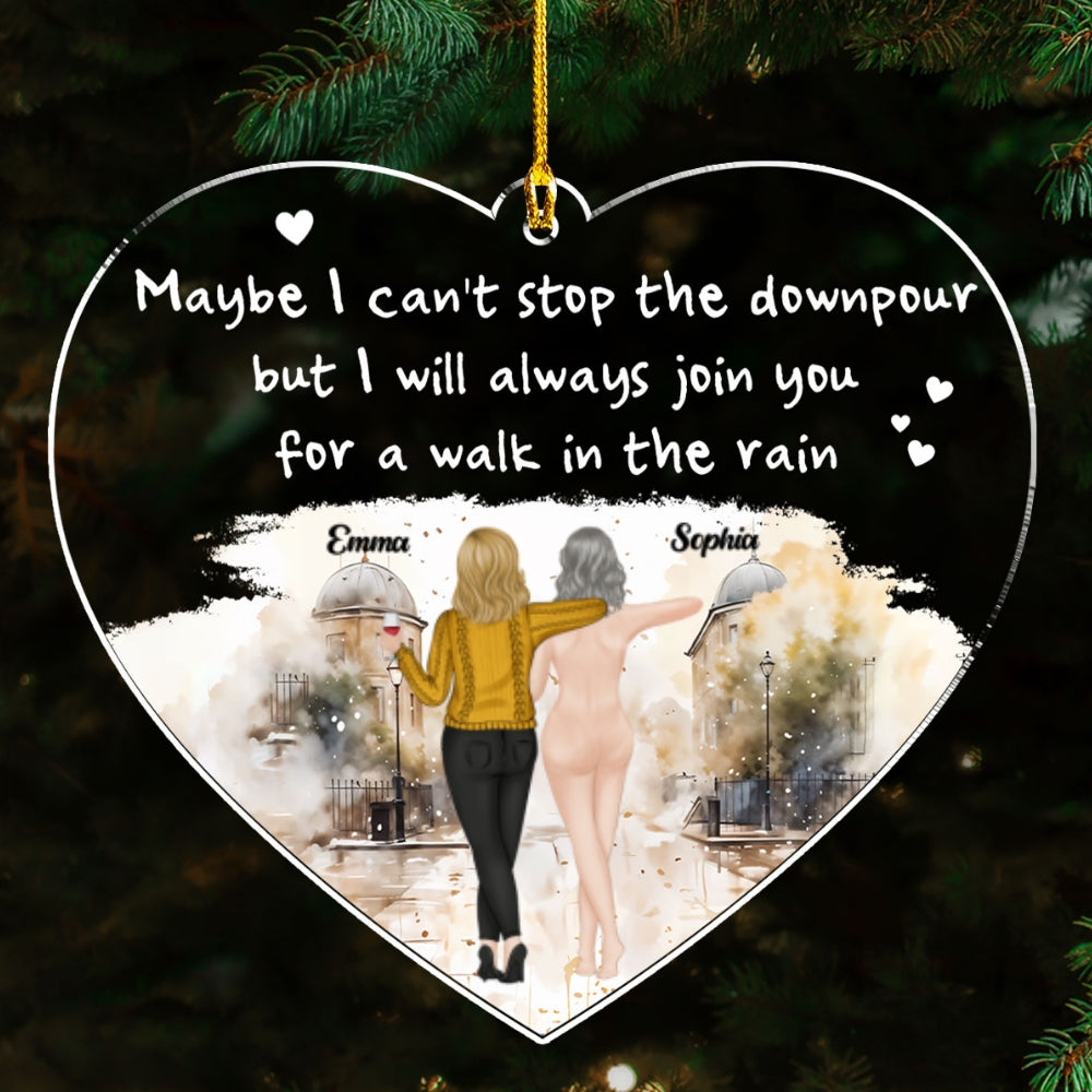 Custom Friendship Christmas Ornament, Best Friend Gift •  A Walk In The Rain - Personalized Acrylic Ornament