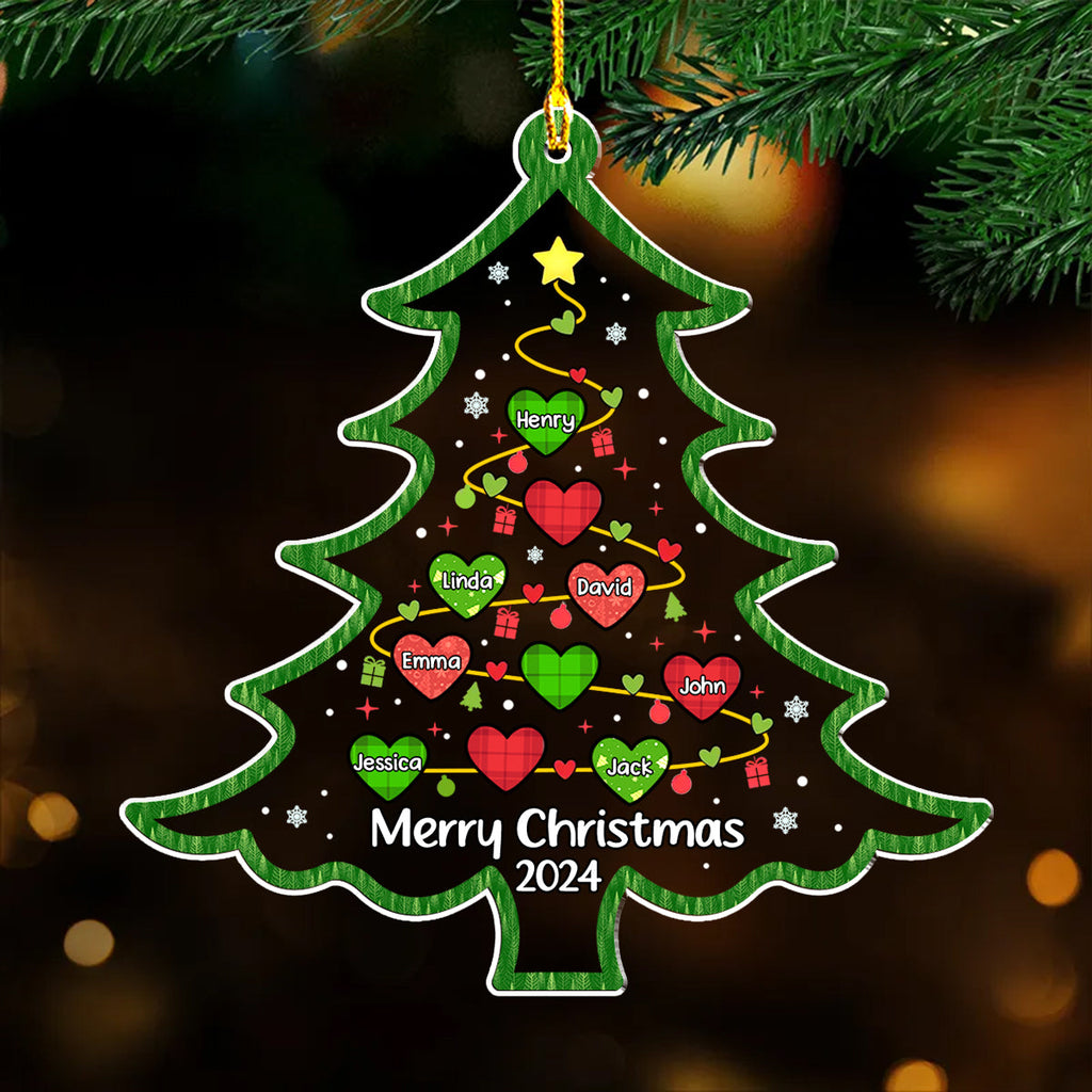 Custom Family Ornament, Christmas Gift for Family Members •  Merry Christmas 2024 - Personalized Acrylic Ornament
