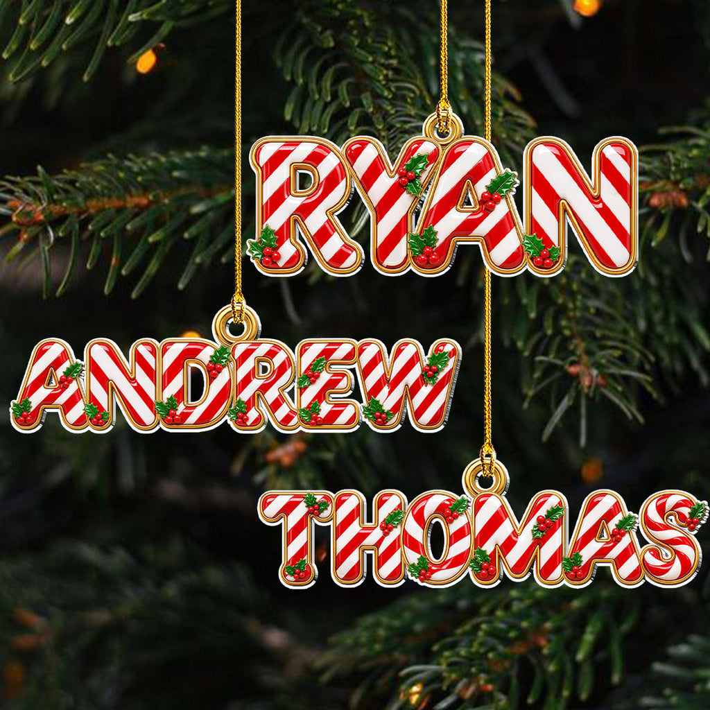 Custom Letter Christmas Ornament & Stocking Tag with Name • Family Name - Personalized Acrylic Ornament