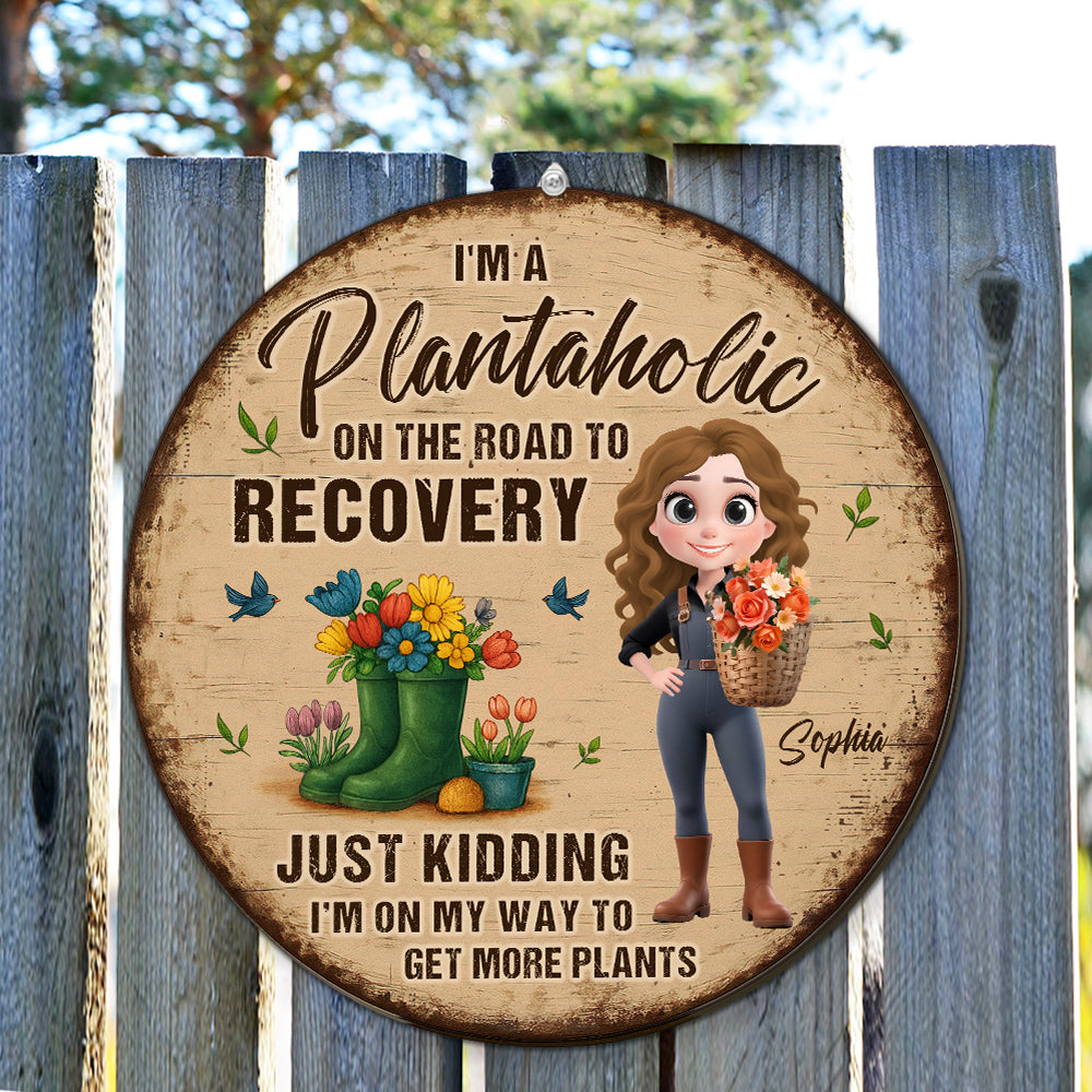 Custom Home Garden Sign, Outdoor Yard & Lawn Decor • I Am A Plantaholic - Personalized Wood Sign
