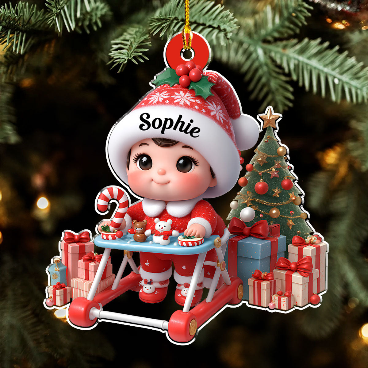 Custom Family Ornament, Christmas Gift for Family Members •  Sweet Baby In Stroller - Personalized Acrylic Ornament