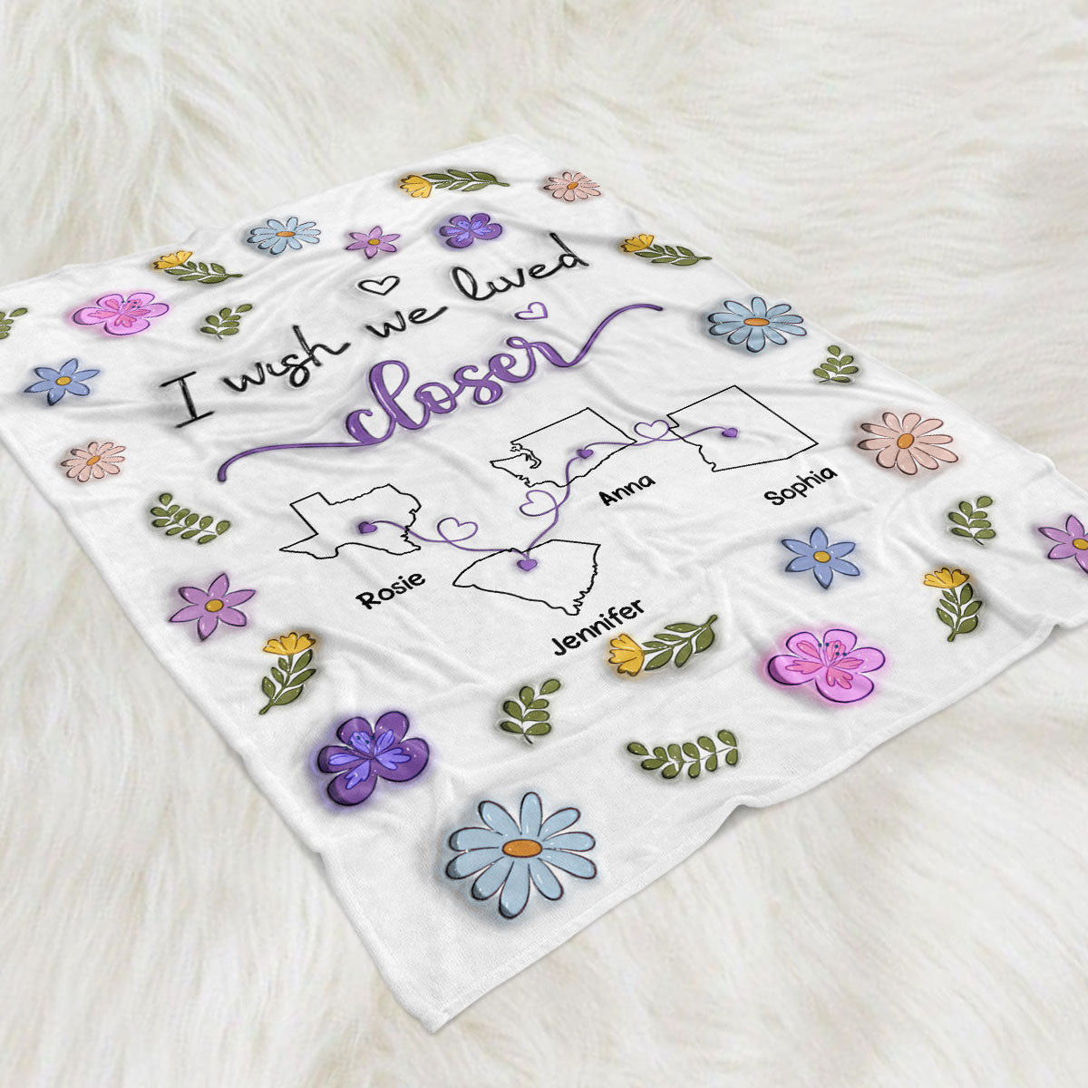 I Wish We Lived Closer - Personalized Fleece Blanket
