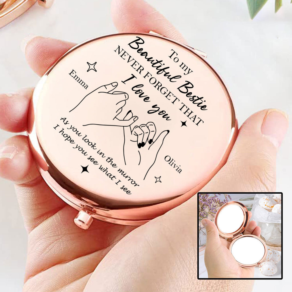To My Beautiful Bestie - Personalized Compact Mirror