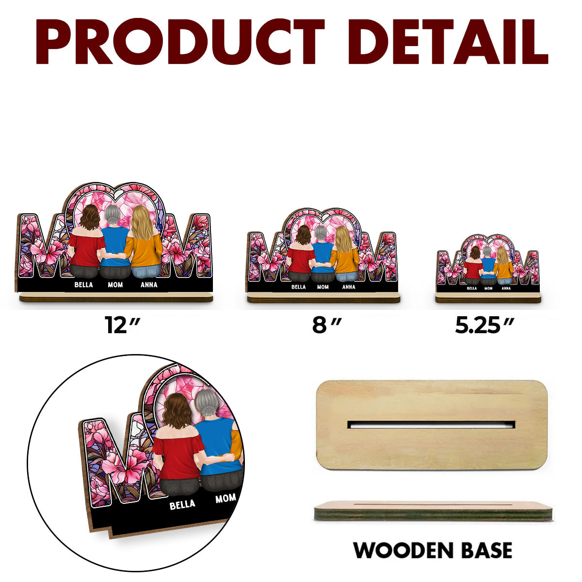 Custom Mother's Day Decor, Gift for Mom & Grandma • Beside Mom - Personalized 2-Layer Wood Plaque With Flat Base