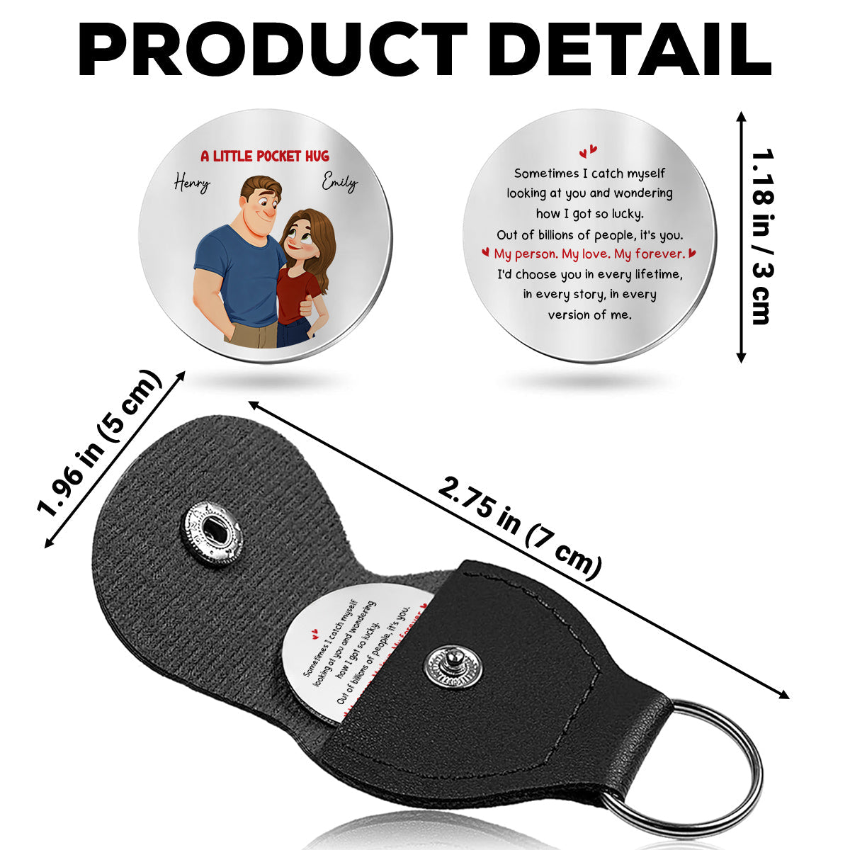 Custom Coin Keychain for Wife, Couple Anniversary Valentine's Day Gifts • How Lucky I Am Version 2 - Personalized Pocket Hug
