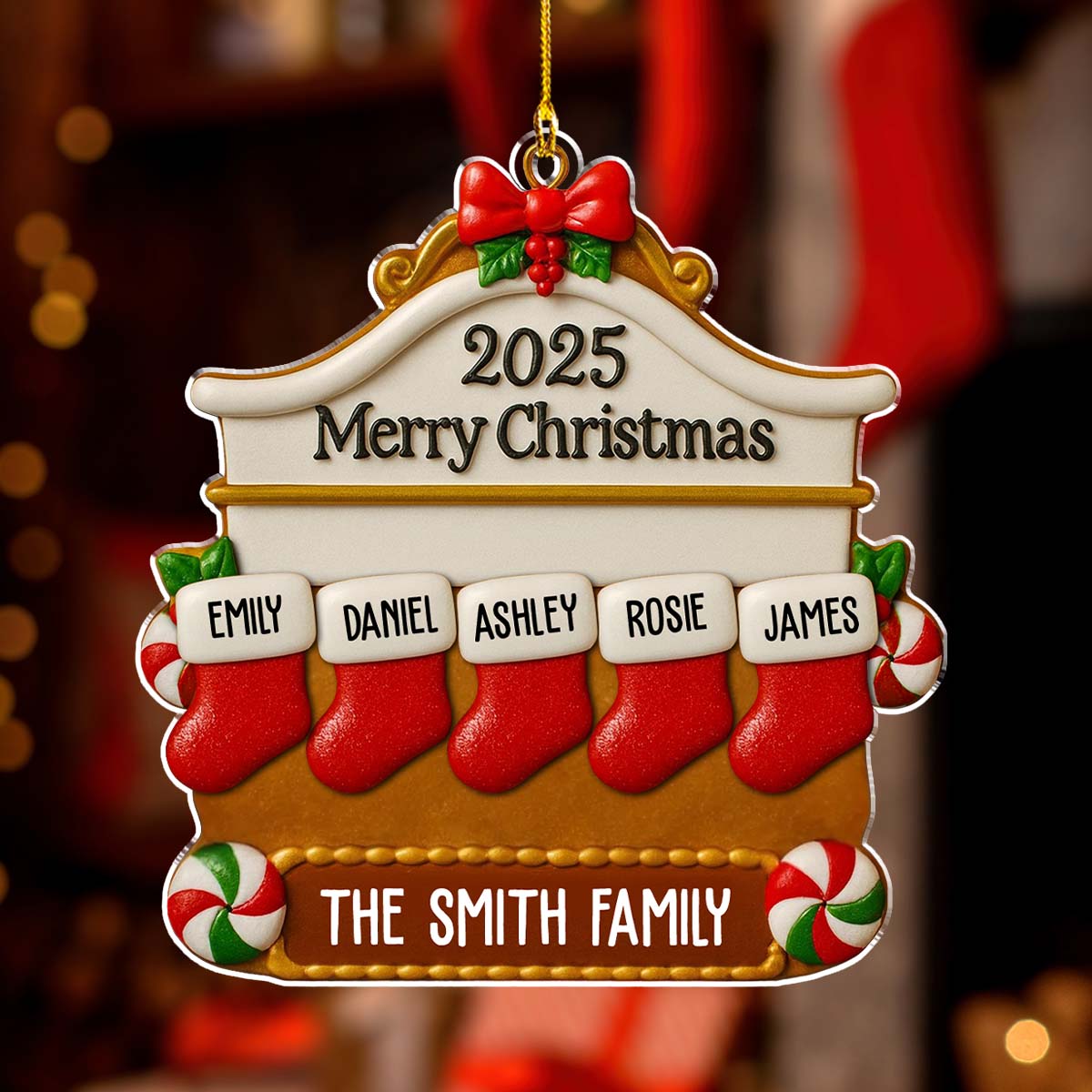 Custom Family Ornament, Christmas Gift for Family Members •  Christmas Family Stocking - Personalized Acrylic Ornament