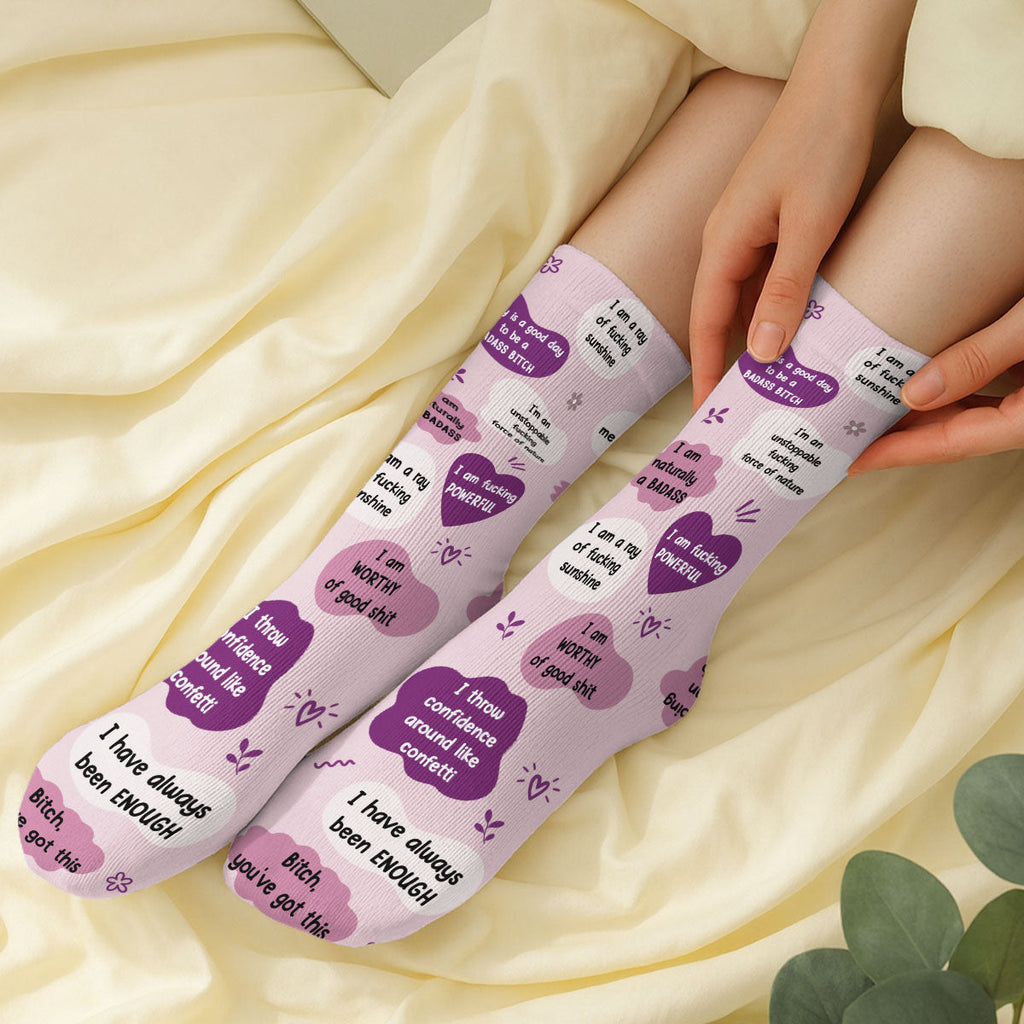 Custom Name Friendship Footwear, Christmas Birthday Gift For Bestie • I Have Always Been Enough - Personalized Crew Socks