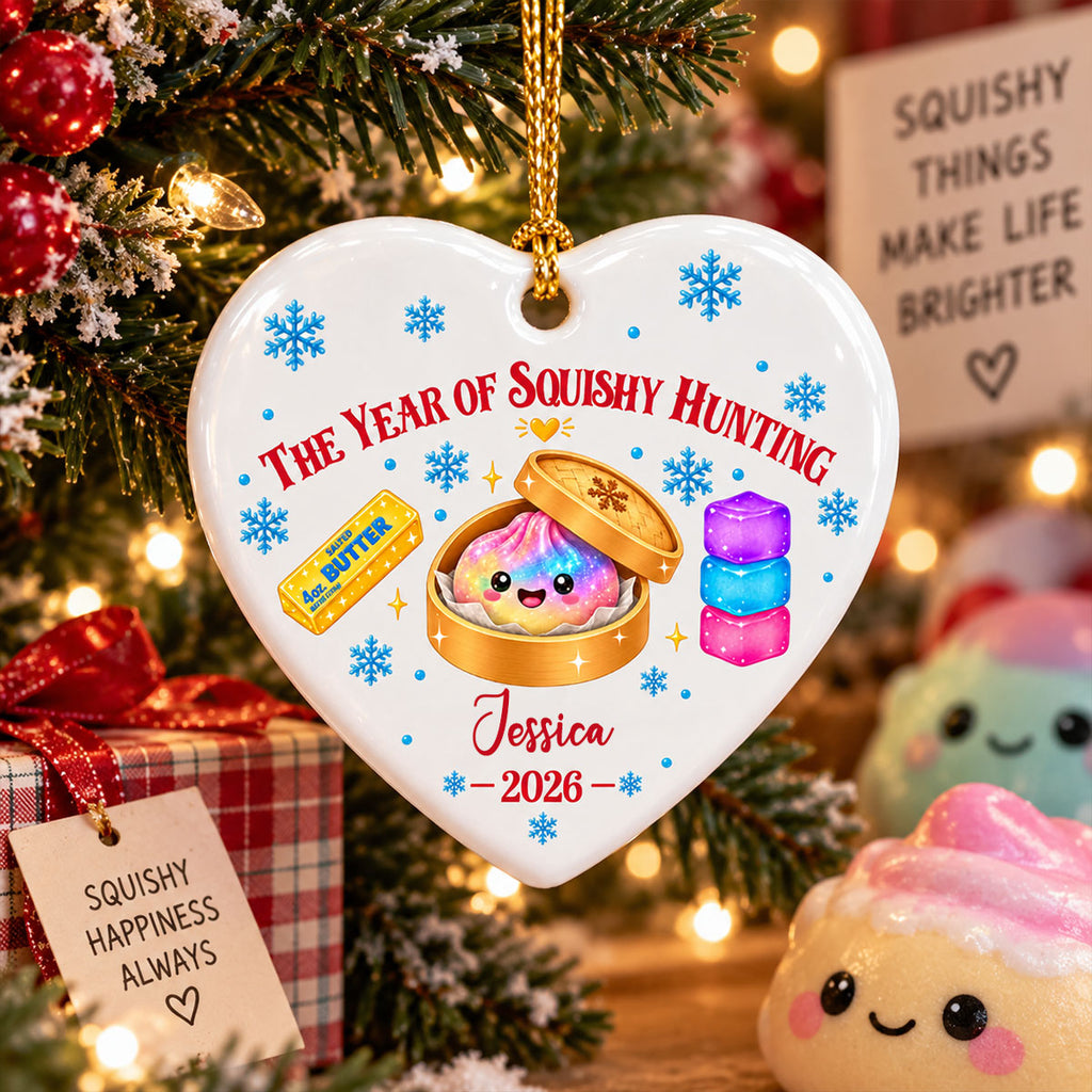 Custom Cute Gift For Kids 2026, Dumpling Squishy Christmas Ornament • Christmas Joy For Squishy Lovers - Personalized Ceramic Ornament