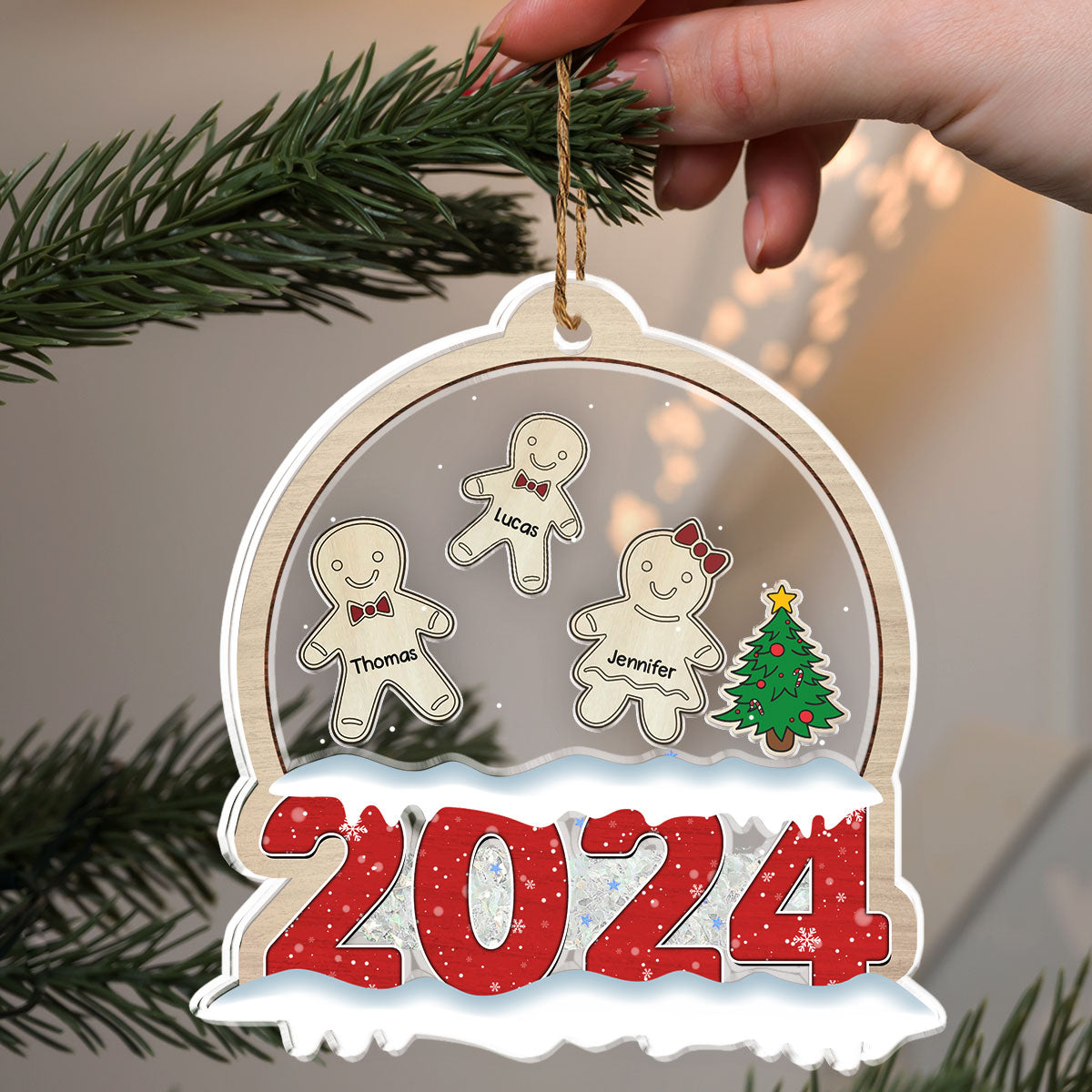 Custom Family Ornament, Christmas Gift for Family Members •  Family Love Grows Warmer At Christmas - Personalized Acrylic Shaker Ornament