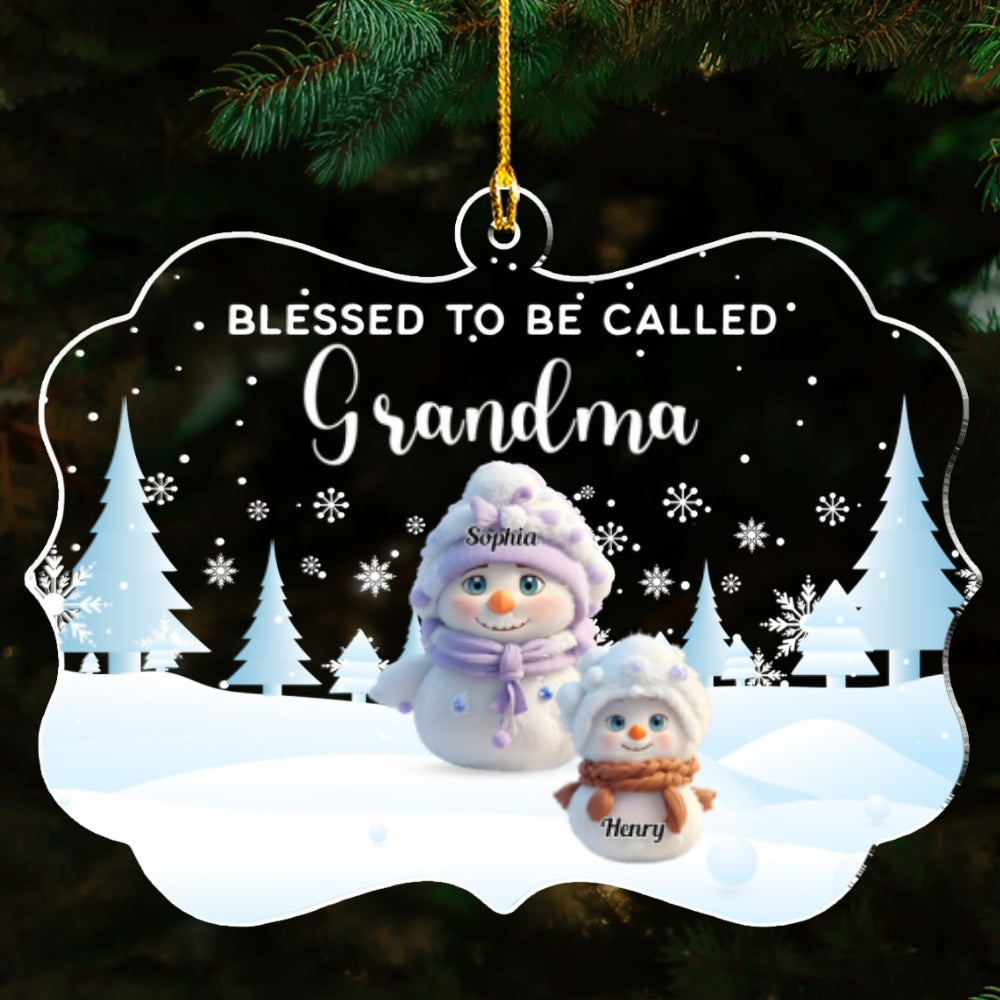 Custom Family Ornament, Christmas Gift for Family Members •  Cute Snowman Christmas - Personalized Acrylic Ornament