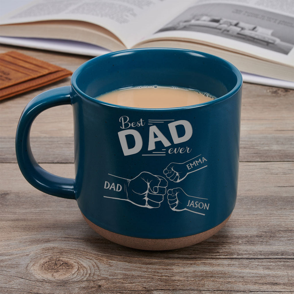 Custom Father's Day, Special Gift for Dad & Grandpa • Dad Is Our Strength - Personalized Engraved Pottery Mug