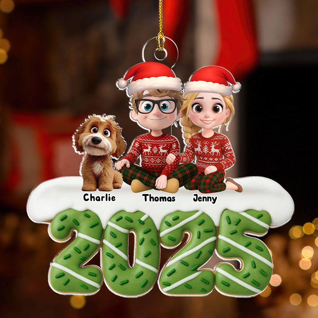 Custom Family Ornament, Christmas Gift for Family Members •  Happiness Baked Into Every Moment - Personalized Acrylic Ornament