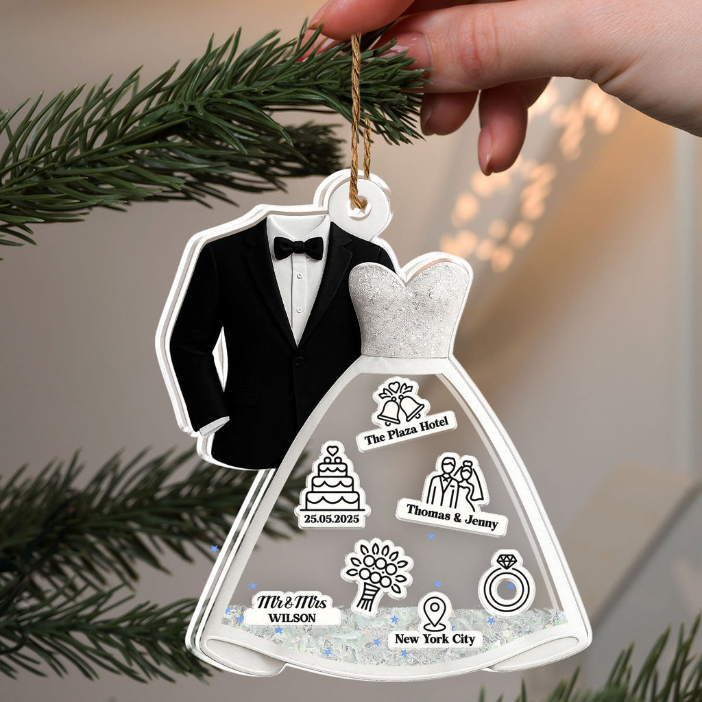 Custom Couple Christmas Ornament, Anniversary Gift •  One Day To Day One - Personalized Acrylic Shaker Ornament