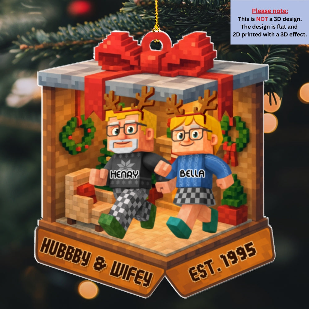 Custom Couple Christmas Ornament, Anniversary Gift •  In The Box - Personalized 3D Effect Acrylic Ornament