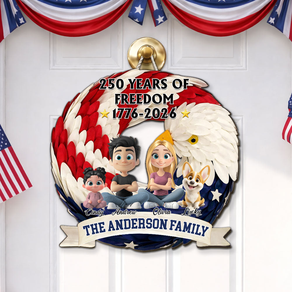 Custom 3D Family Patriotic Hanging Decor, 4th of July • Home Of The Free - Personalized Wood Sign