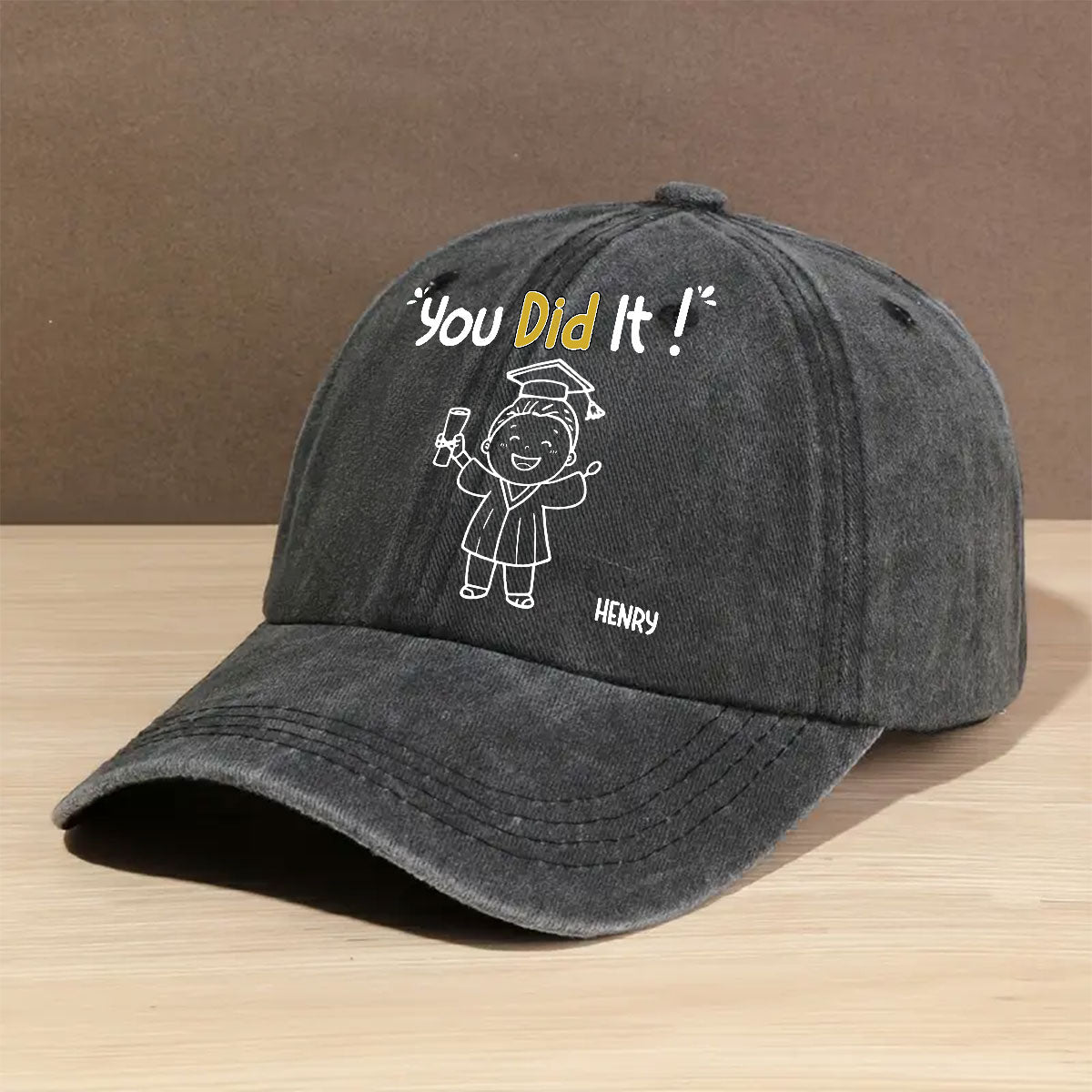 You Did It - Personalized Vintage Washed Denim Cap