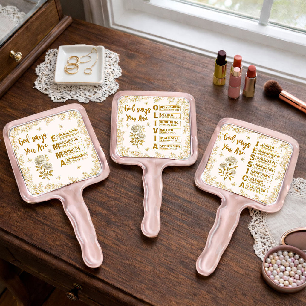God Says You Are Bible - Personalized Handheld Mirror